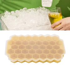 37 Grids Ice Cube Tray Silicone Ice Cube Maker Moulds Lid Container Whiskey Mold