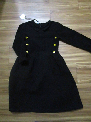 Designer LEOCA Paris Black suede elegant Dress Tissu SZ 10 NWT