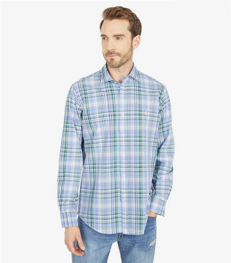 Polo Ralph Lauren Men's, Classic-Fit Long Sleeve Plaid Poplin Shirt, Multi, S