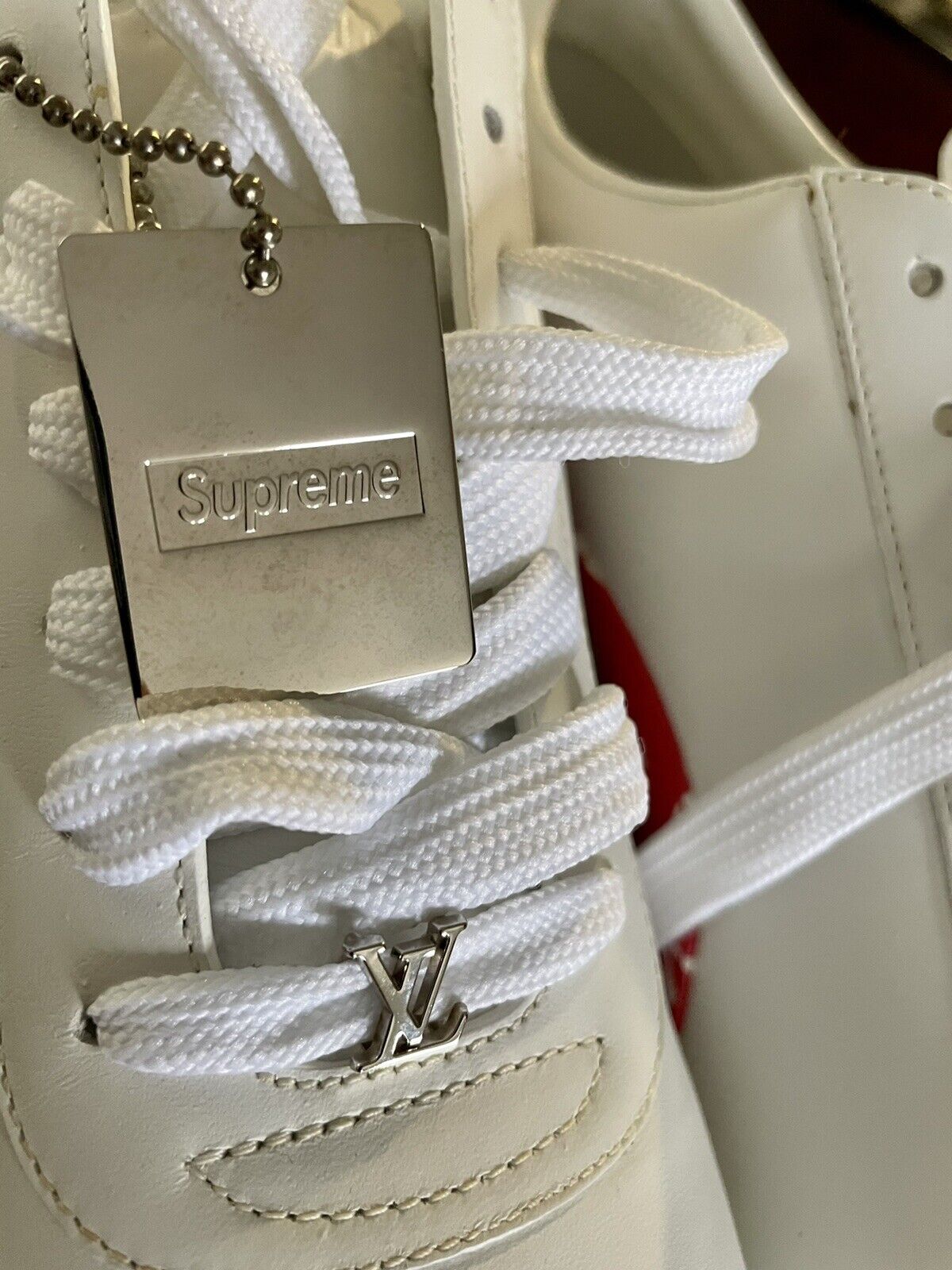 LOUIS VUITTON Supreme X White/Red Sneakers 9.1/2