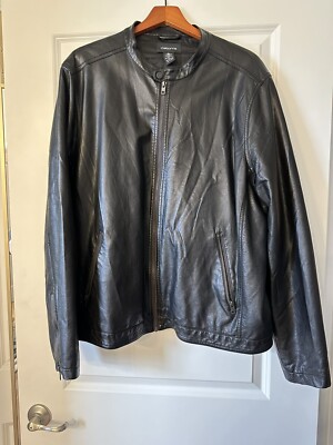 CLAIBORNE MEN'S, FAUX LEATHER, MOTO JACKET, LINED, ZIP