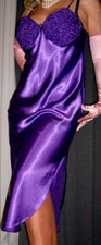 Vtg Purple Stretch Bust Slip Satin Nightgown M