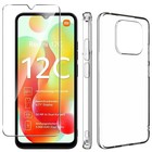 For XIAOMI REDMI 12C CASE SILICONE + TEMPERED GLASS SCREEN PROTECTOR CLEAR COVER