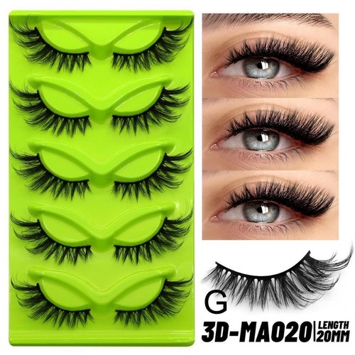 5 Pairs Cat Eye Lashes Faux Mink Eyelashes Winged End Elongated Eye New S2I7 - Foto 24 di 32