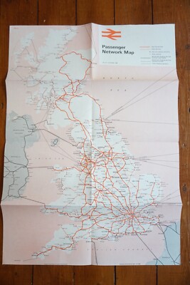 Oct 1968 British Rail Passenger Network Railway Map Eastern Region