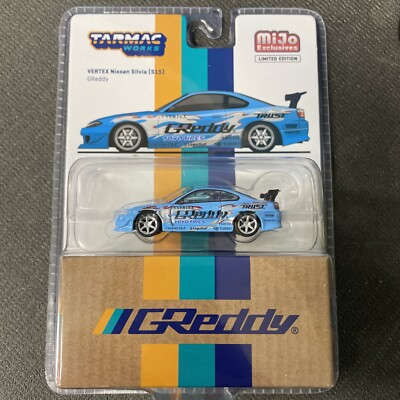 NISSAN SILVIA S15 VERTEX RHD ''GREDDY'' LIGHT BLUE 1/64 TARMAC WORKS T64G-023-GDY