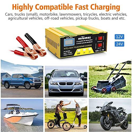 Outerman Car Battery Charger 12V 24V Lithium Battery Charger Auto