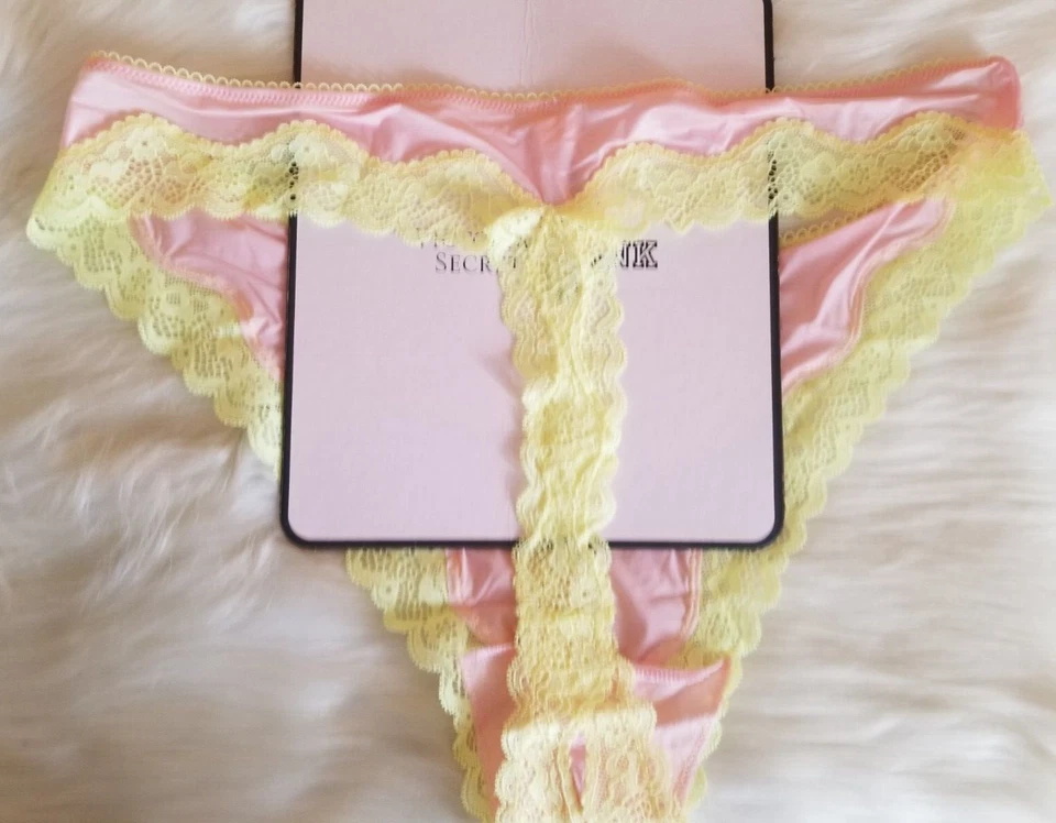 VICTORIA'S SECRET TEASE PIERNA ALTA CUCHARA TANGA PANTY XL ROSA Y AMARILLO NUEVO CON ETIQUETAS Foto 3 de 4