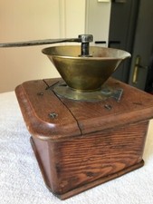 moulin à café ancien - Moulin caisse bois - Trémie laiton