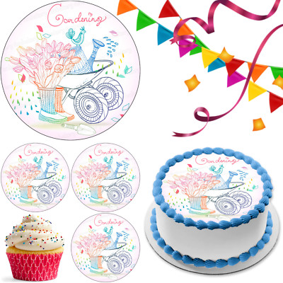 Garten Gartenarbeit Tortenaufleger Party Deko essbar Geburtstag Feier Cupcake