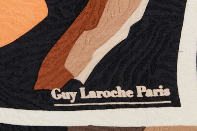 Foulard Vintage En Soie GUY LAROCHE Paris - Multicolore Carreaux - Occasion Bon état