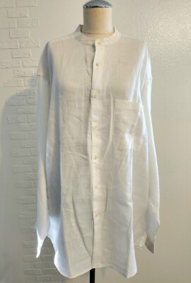 Banana Republic Shirt Large White 100% Irish Linen Button Up Men's