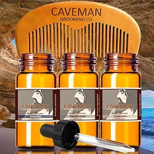 Hand Crafted Caveman™ 3 Scents Manly Beard Oil beard conditioner + FREE Comb