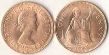 15 Coins BU Great Britain Penny Queen Elizabeth II Uncirculated 1961-1970 KM897
