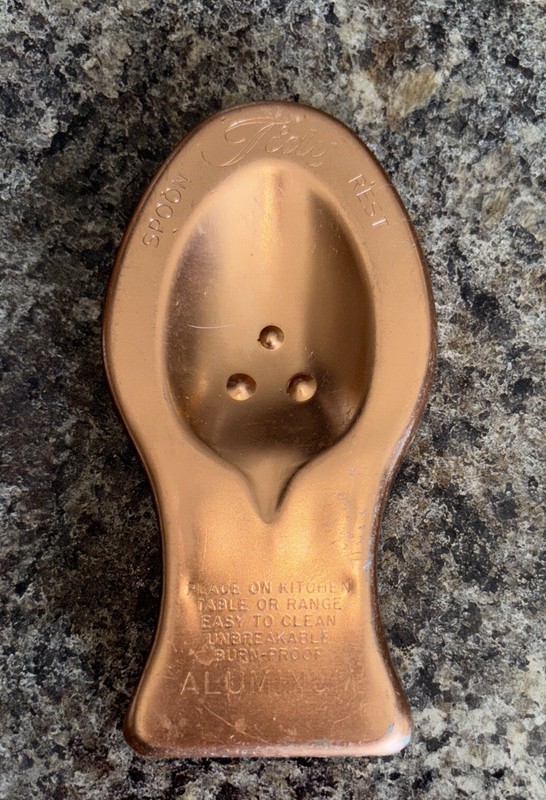 Vintage Tidy Spoon Rest Light Copper Tone Aluminum Kitchen Retro