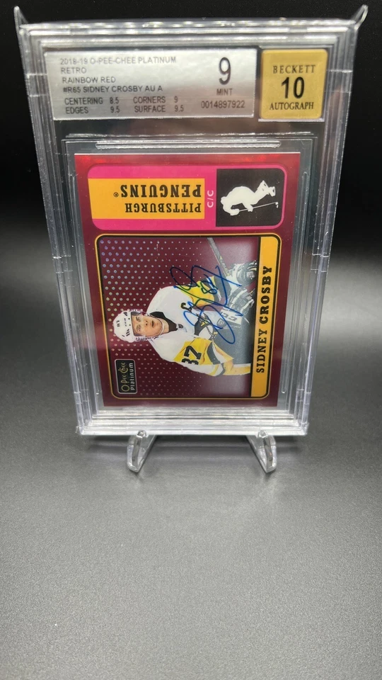 2018-19 O-Pee-Chee Platinum Retro Rainbow Red Auto Sidney Crosby - Image 3 of 3