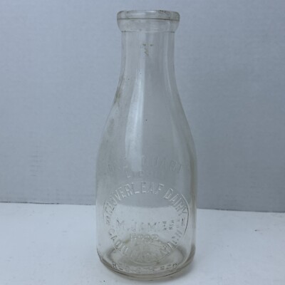 Quart Milk Bottle Cloverleaf Dairy R. M. RM Jamieson CADILLAC MICHIGAN MICH MI