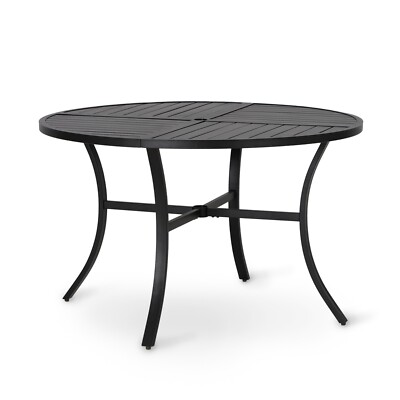 54'' Round Patio Dining Table for 6 Outdoor Metal Table w/ 1.57'' Umbrella Hole