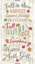 Autumn Happy Fall Y'all Leaves Cotton Fabric Timeless Treasure C7863 24" Panel