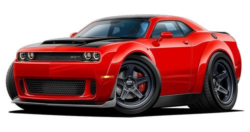 SRT Demon Challenger Car-toon SPEED SHOP Wall Art Graphic Sticker - Picture 5 of 8