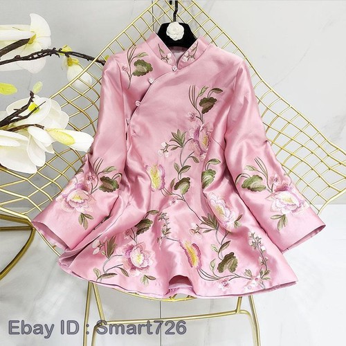 Chinese Style Women's Improved Cheongsam Retro Embroidered Frog Buckle Tops - Picture 15 of 28