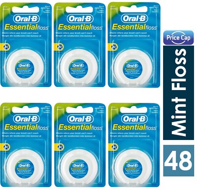48 x Oral B Essential Mint Floss Waxed 50M | Zahnminz Zahnseide