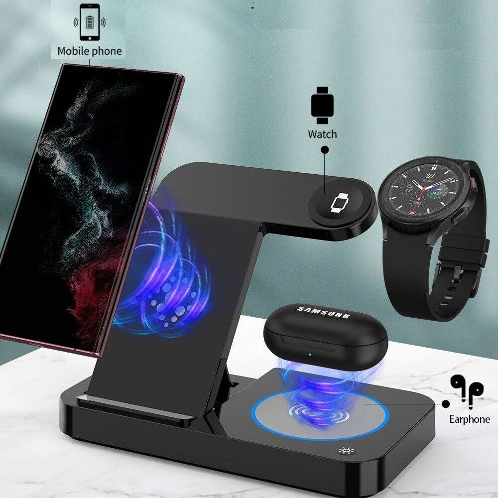 4 in1 Foldable 15W Wireless Charger Fast Charging Station for