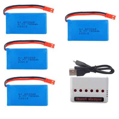4X 3.7V 780mAh LiPo Battery for WLtoys V686 V626 V636 Q222 RC Drone Spare Parts