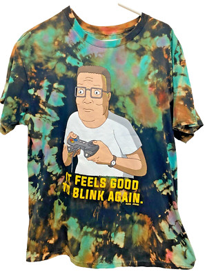 King of the Hill Reverse Tie Dye Shirt - Hank Hill Gamer - Size L - 100% cotton
