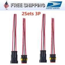 2 Set 3 Way 3 Pin Plug Electrical Wire Connectors 18AWG Waterproof for Car Boat
