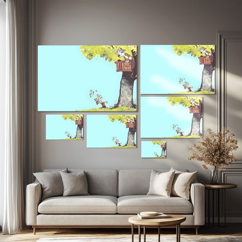 Calvin und Hobbes gerahmter Leinwand-Wandbilddruck - Kinder Cartoon Bill Watterson - Bild 8 von 9