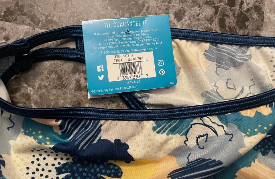 BRAGAS DE BIKINI VANITY FAIR L AZUL ILUMINACIÓN SUAVE DOBLE CORREA NUEVAS CON ETIQUETAS Foto 4 de 4