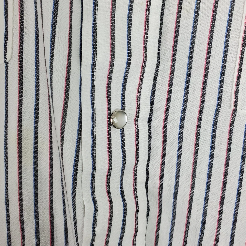 Camisa ajustada Panhandle de colección para hombre 16 rayas blancas manga larga perla occidental a presión Foto 3 de 4