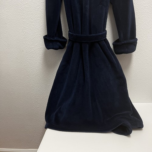 Tommy Bahama Men's S/M Small Medium Navy Blue Fleece Bathrobe Robe - Picture 5 of 9
