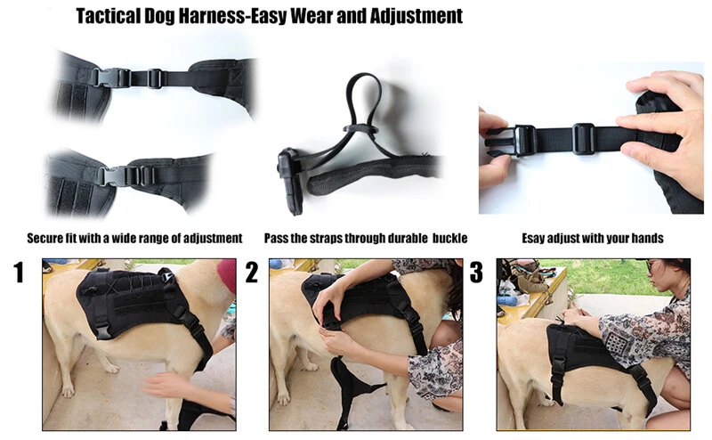 Dog Harness with Handle Pet Tactical Military Training Vest Waterproof S/M/L