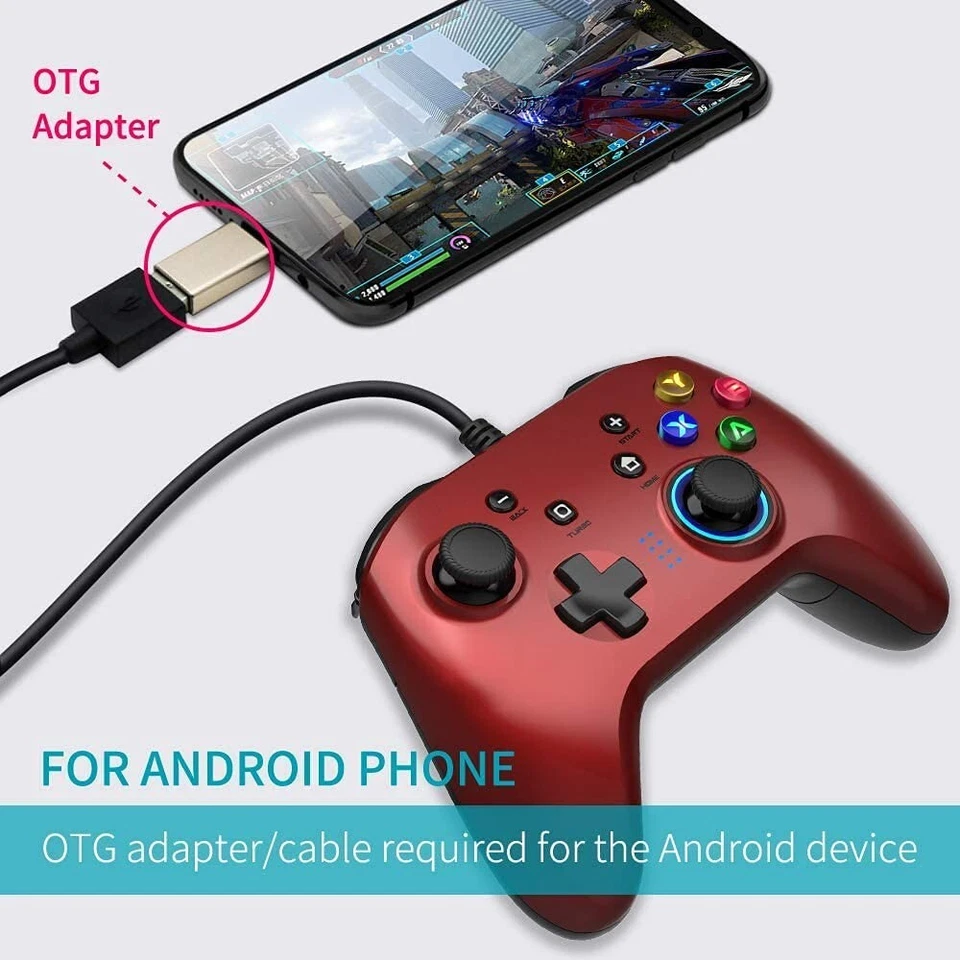 WIRED Controller 6.5 feet USB for PC Switch Windows PS3 Turbo Dual-Vibration - Image 4 of 4