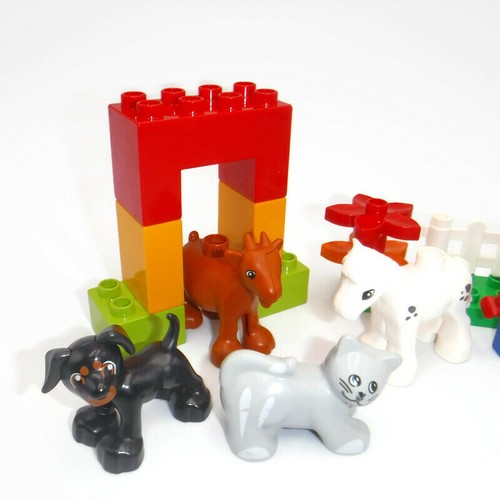 LEGO Duplo 16 Pc FARM LOT Animals Farmer Woman Figure Goat Horse Dog Cat Chicken - Picture 2 of 8