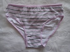 U S, Bikini in Size 12, Colour in Lavender, Grey and White, Stripped