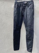 Tripp NYC Black Pants Faux Leather Stretch Denim Skull 24/0 Goth Punk