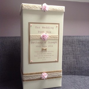 Personalised Rustic Vintage Wedding Post Box Pink Ivory Cream Image Is Loading Personalised Rustic Vintage Wedding Post Box Pink Ivory