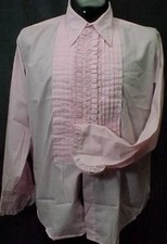 VINTAGE RUFFLED TUXEDO TUX SHIRT RETRO LIGHT PINK MADE IN USA NEW OLD STOCK