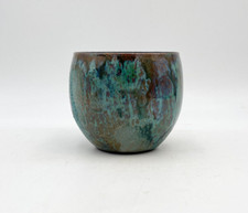 Loren Plant pot, round planter, glazed blue green turquoise plant pot, D14 cm