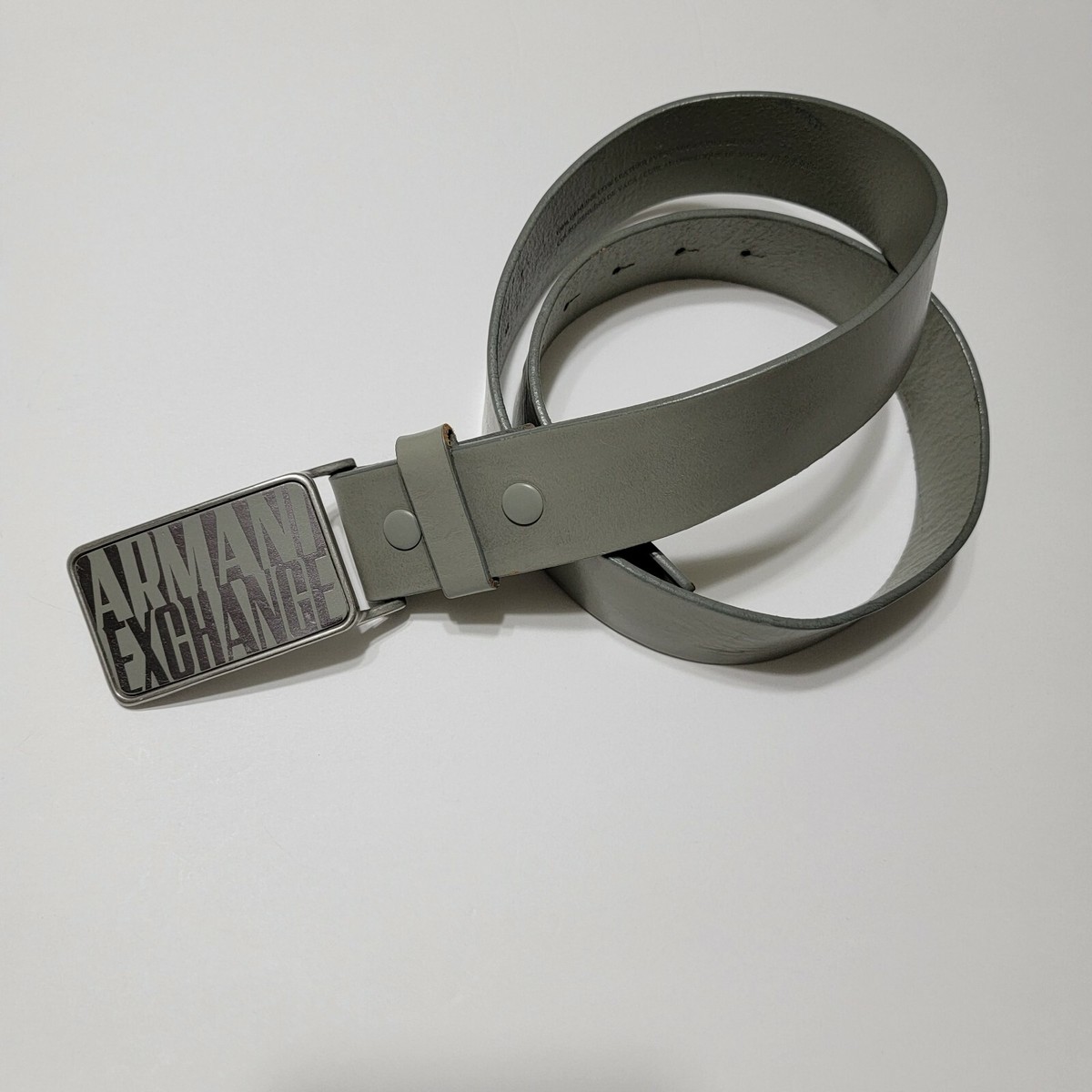 Armani Exchange Logo Plaque Buckled Light Gray Casual Belt  display picture 3