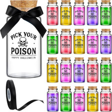 20 Pcs 120Ml Halloween Glass Potion Bottles with Cork Stoppers and Ribbons Hallo