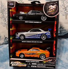 Jada Fast  Furious 25 Years 3-Car Set 1:32 Pull Back Charger/Skyline/Supra