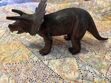 Vintage 1987 Toy Triceratops Hard Plastic Dinosaur Blue Eyes Jurassic Childs