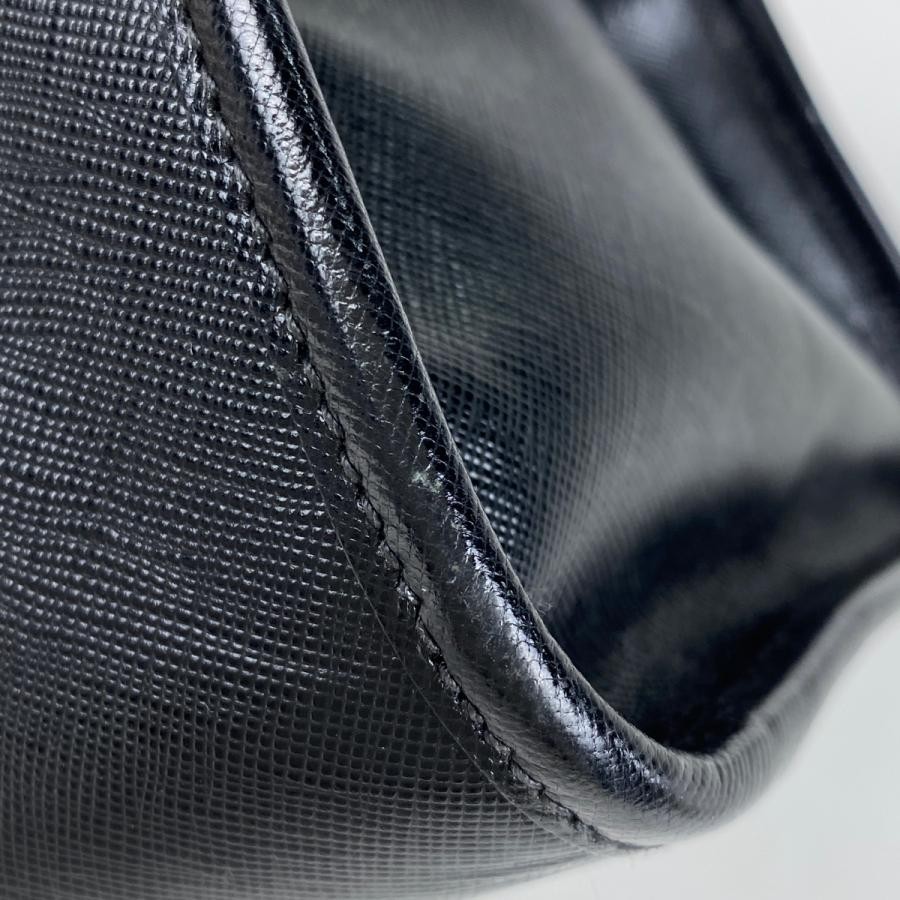 PRADA Tweed Tote Handbag Black White Saffiano Leather #BS1897 thumbnail 3