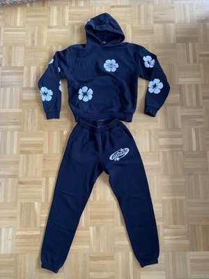 Aprivateco PRIVATE Hoodie Sweater Pants Set Anzug Flowers black white