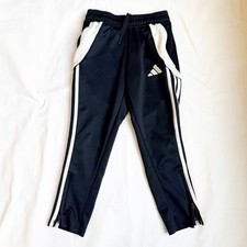 Adidas Kids Black  White Athletic Track Pants Size 5-6Y With Elastic Waist