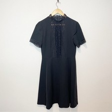 Tahari Black Lace & Ladderstitch Trim Fit & Flare Dress Size 10